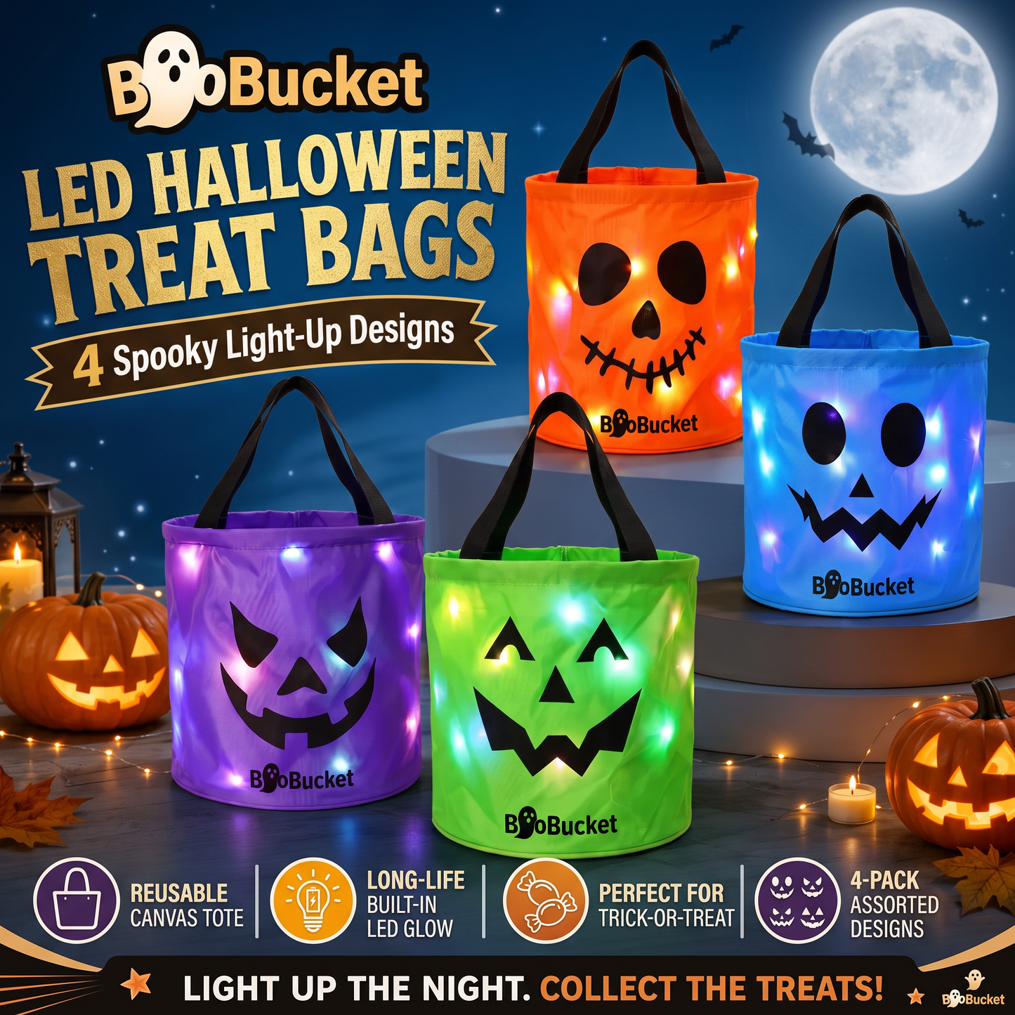 BooBucket™ LED Halloween Treat Bags